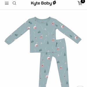 Kyte BABY Kids Pajama Set - Blue with Festive Print